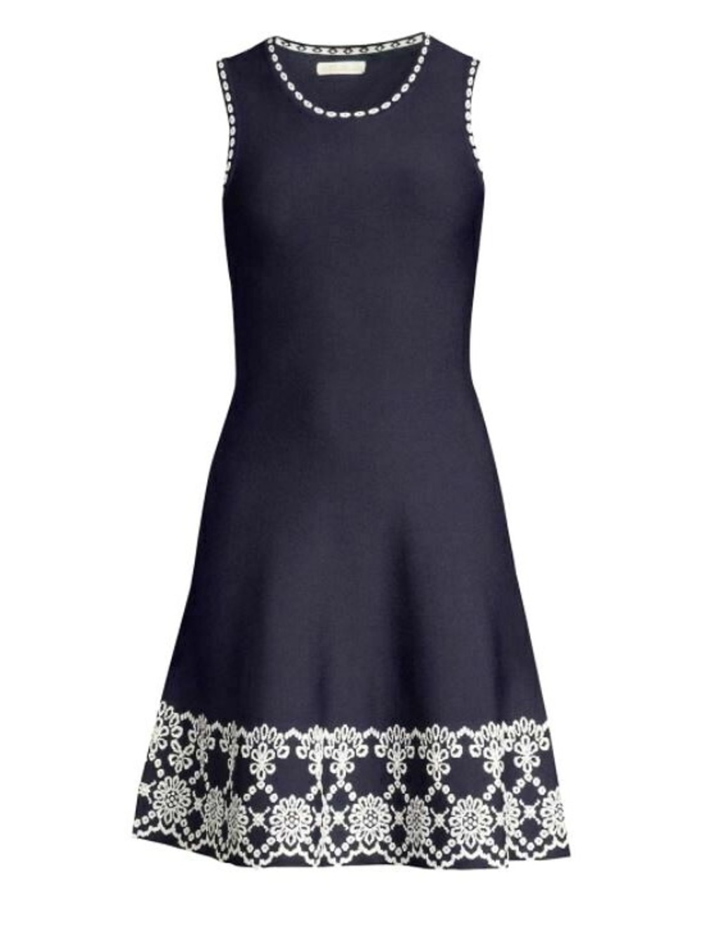 Shoshanna Navy Dress with White Lace Hem